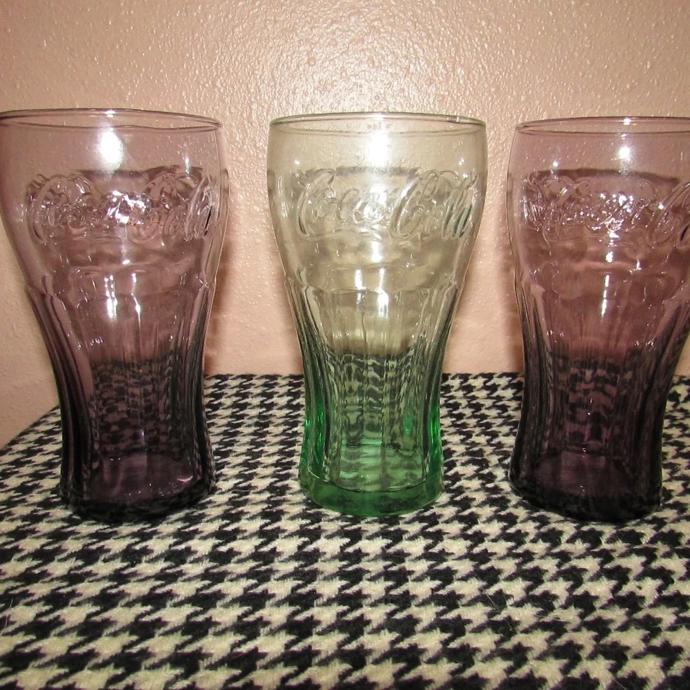 Coca Cola Glass Set - Green and Purple
